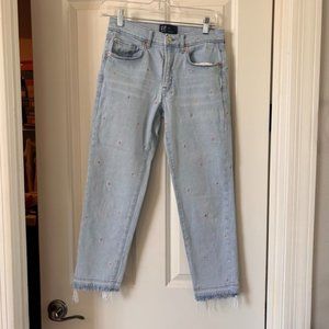 GAP Factory Daisy Floral Embroidered Light Wash Girlfriend Jeans 2/26